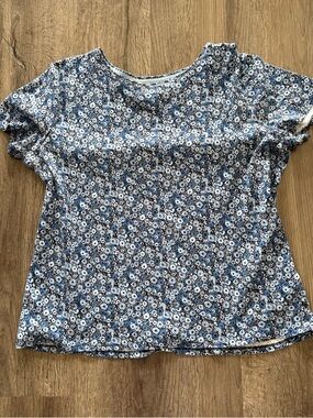 croft & barrow Blue Floral Short Sleeve Tee